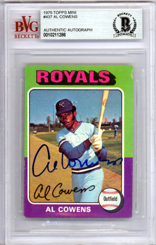 Al Cowens Autographed 1975 Topps Mini Rookie Card #437 Kansas City Royals Beckett BAS #10211286