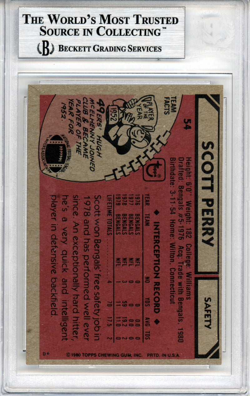 Scott Perry Autographed 1980 Topps Card #54 San Francisco 49ers Beckett BAS #10447504