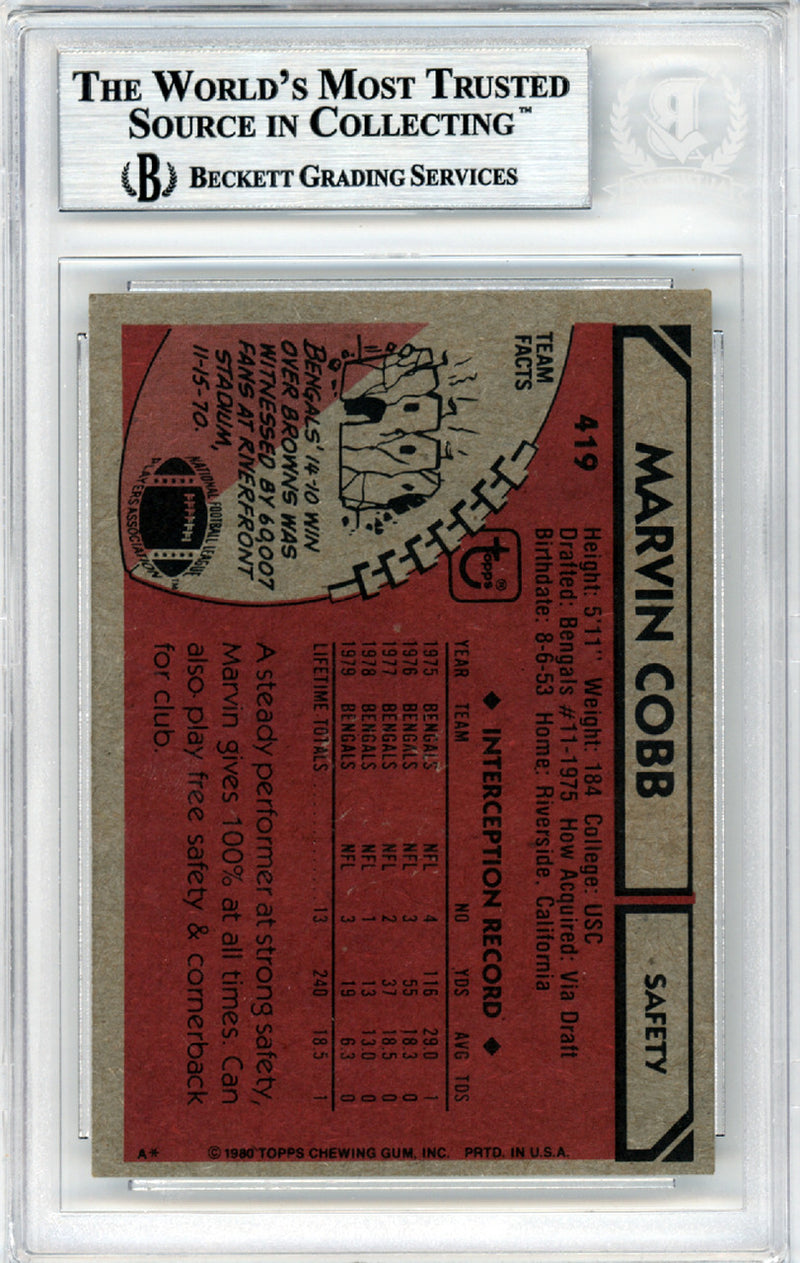 Marvin Cobb Autographed 1980 Topps Card #419 Cincinnati Bengals Beckett BAS #10447706