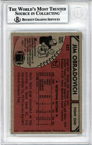 Jim Obradovich Autographed 1980 Topps Card #437 Tampa Bay Buccaneers Beckett BAS #10447804