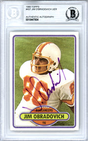 Jim Obradovich Autographed 1980 Topps Card #437 Tampa Bay Buccaneers Beckett BAS #10447804