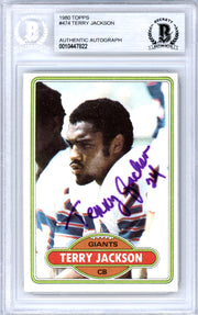 Terry Jackson Autographed 1980 Topps Card #474 New York Giants Beckett BAS #10447822