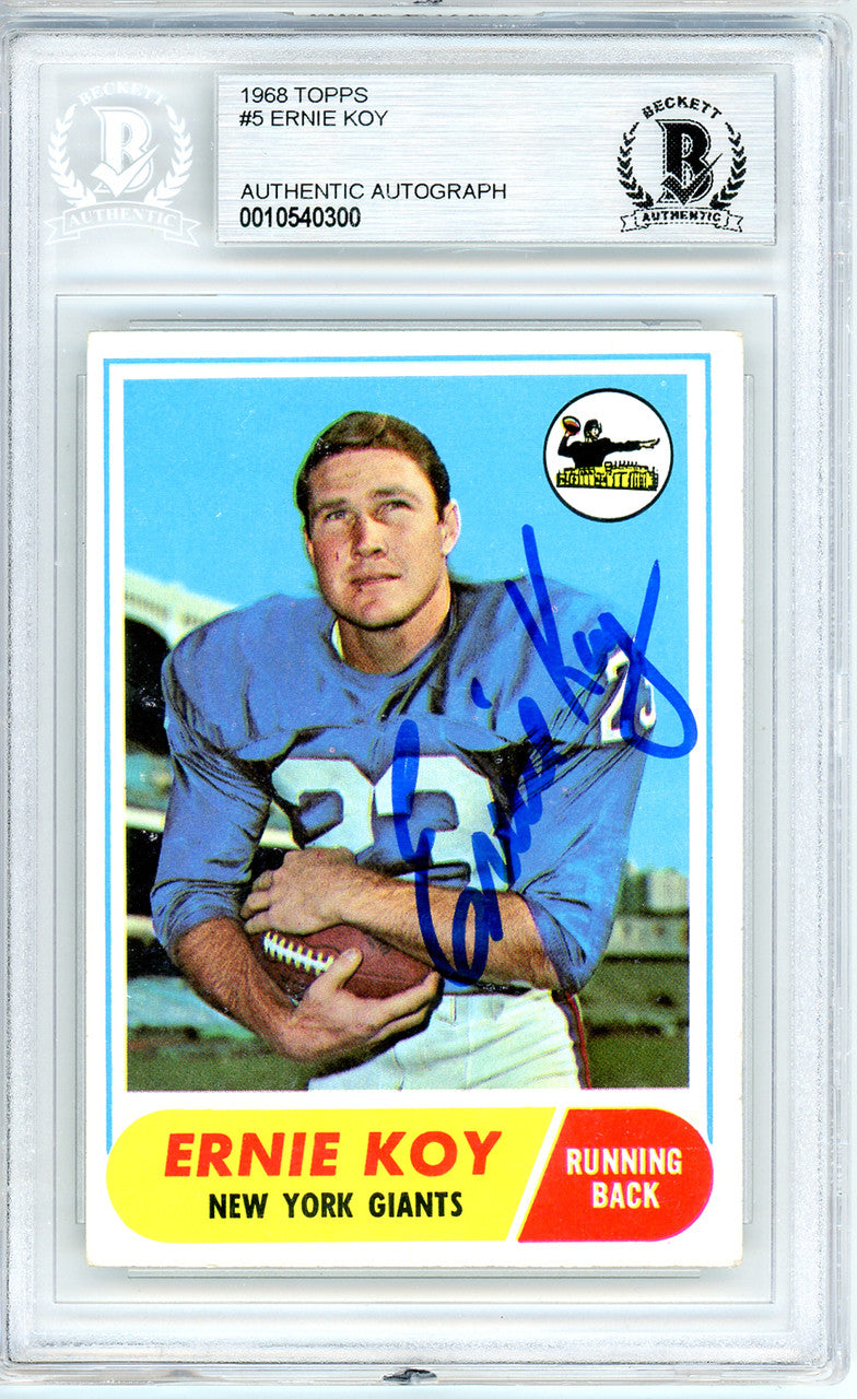 Ernie Koy Autographed 1968 Topps Rookie Card #5 New York Giants Beckett BAS #10540300