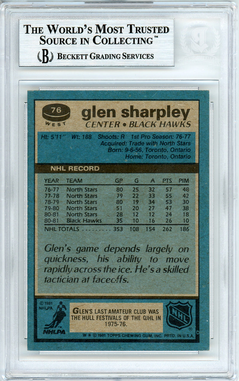 Glen Sharpley Autographed 1981 Topps Card #76 Chicago Blackhawks Beckett BAS #10540421