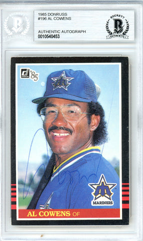 Al Cowens Autographed 1985 Donruss Card #196 Seattle Mariners Beckett BAS #10540453