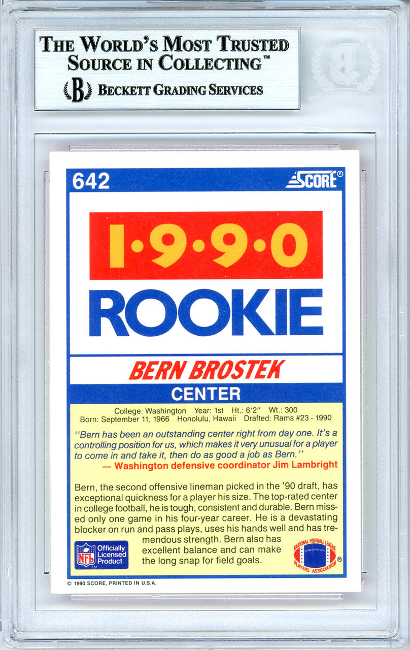 Bern Brostek Autographed 1990 Score Rookie Card #642 Washington Huskies Beckett BAS #10739263