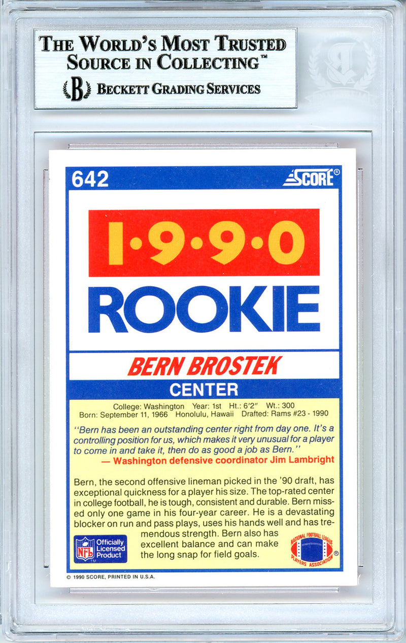 Bern Brostek Autographed 1990 Score Rookie Card #642 Washington Huskies Beckett BAS #10739263