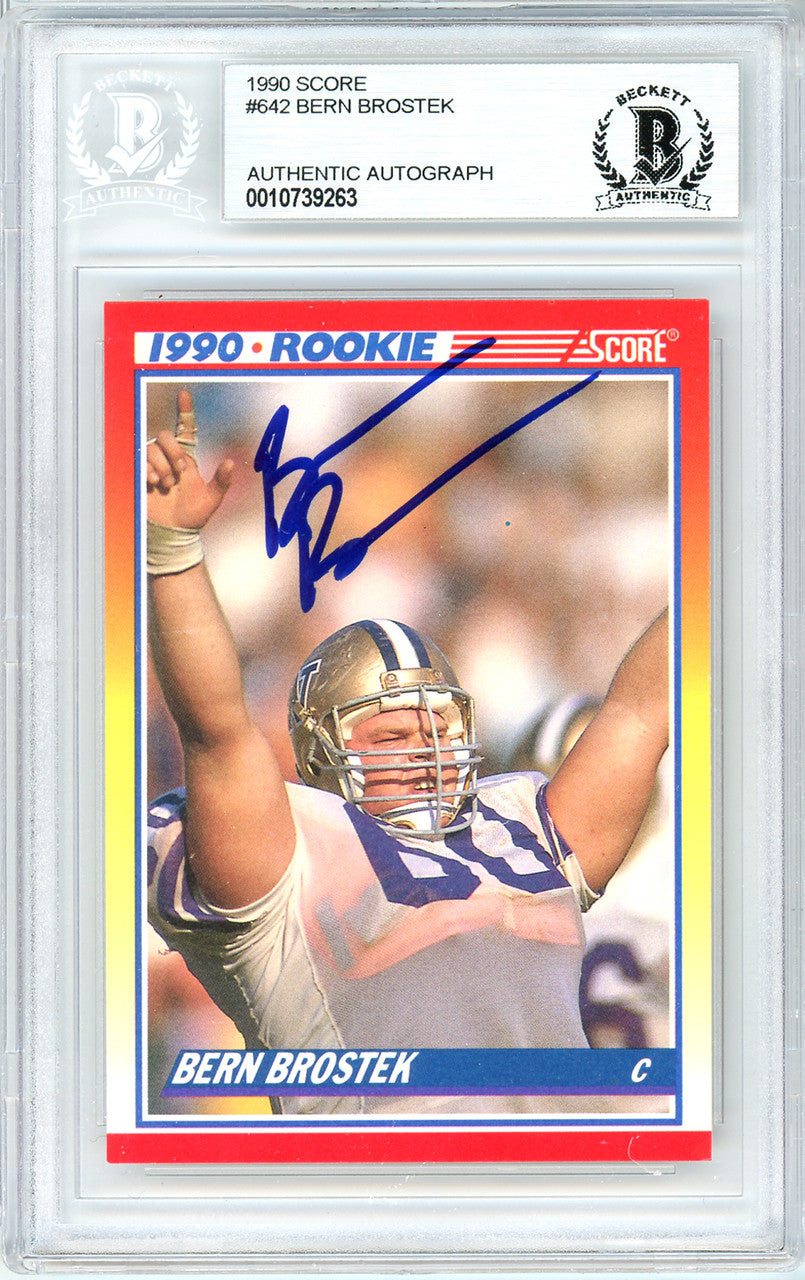Bern Brostek Autographed 1990 Score Rookie Card #642 Washington Huskies Beckett BAS #10739263