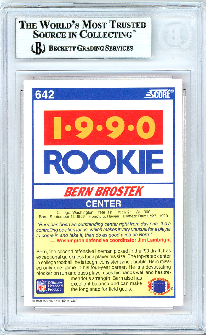 Bern Brostek Autographed 1990 Score Rookie Card #642 Washington Huskies Beckett BAS #10739265
