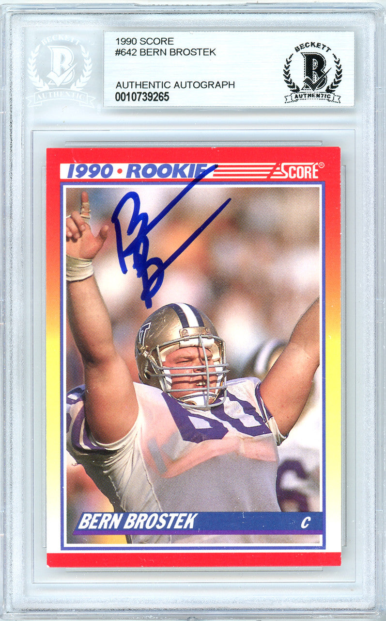 Bern Brostek Autographed 1990 Score Rookie Card #642 Washington Huskies Beckett BAS #10739265