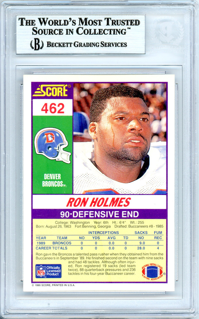 Ron Holmes Autographed 1990 Score Card #462 Denver Broncos Beckett BAS #10739272
