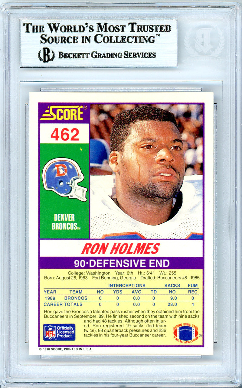 Ron Holmes Autographed 1990 Score Card #462 Denver Broncos Beckett BAS #10739273