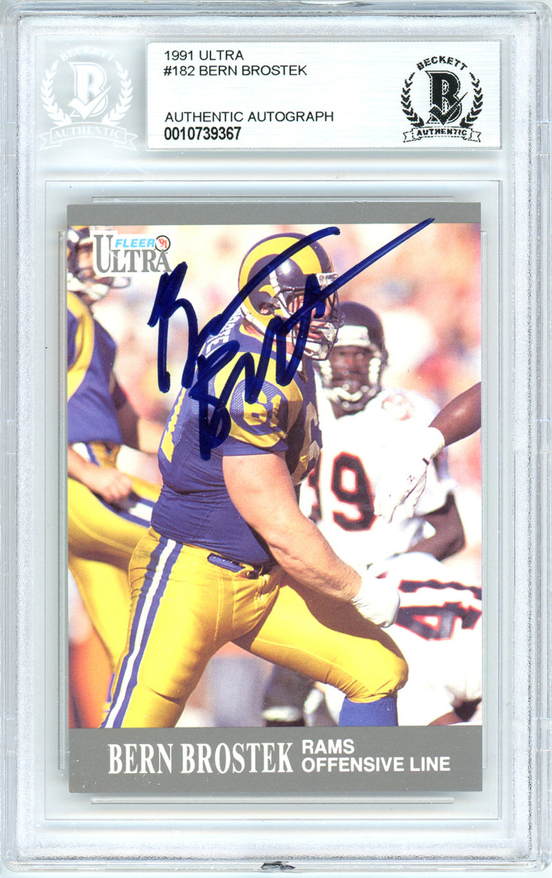 Bern Brostek Autographed 1991 Fleer Ultra Card #182 Los Angeles Rams Beckett BAS #10739367