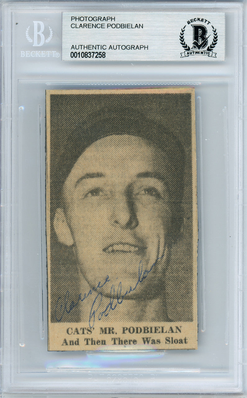 Clarence Podbielan Autographed 2x3.5 Newspaper Page Photo Brooklyn Dodgers Beckett BAS #10837258