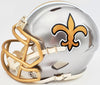 Drew Brees Autographed New Orleans Saints Flash Silver Speed Mini Helmet "SB XLIV MVP" Beckett BAS QR Stock #197458
