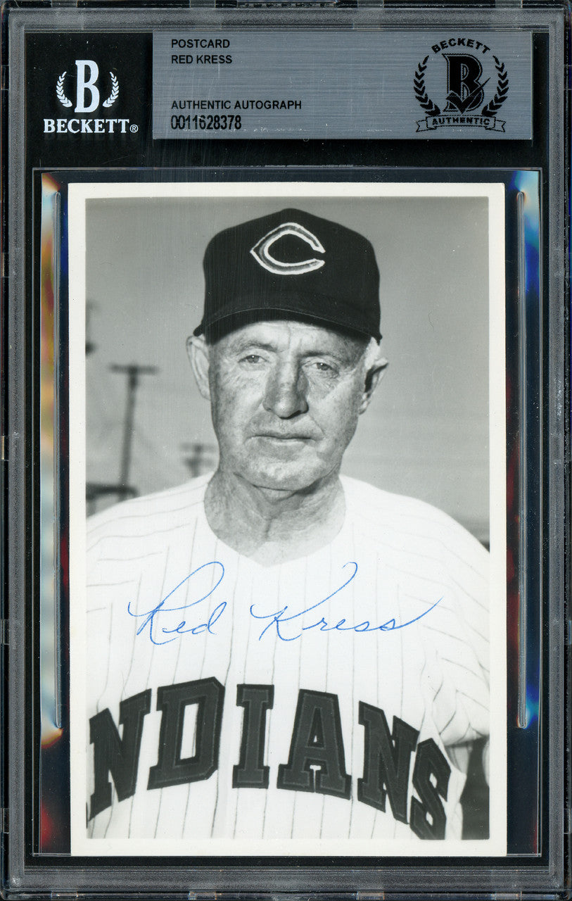 Red Kress Autographed 3.5x5.5 Postcard Cleveland Indians Died 1962 Beckett BAS #11628378