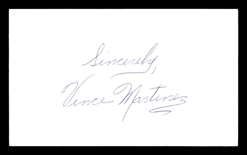 Vince Martinez Autographed 3x5 Index Card Boxer SKU #179731