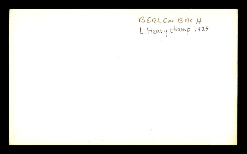Paul Berlenbach Autographed 3x5 Index Card Light Heavyweight Champ "To Bob" SKU #179733