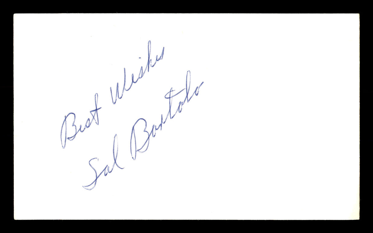Sal Bartolo Autographed 3x5 Index Card Featherweight Champ "Best Wishes" SKU #179738