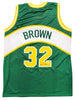 Seattle Supersonics Downtown Fred Brown Autographed Green Jersey MCS Holo Stock #200289