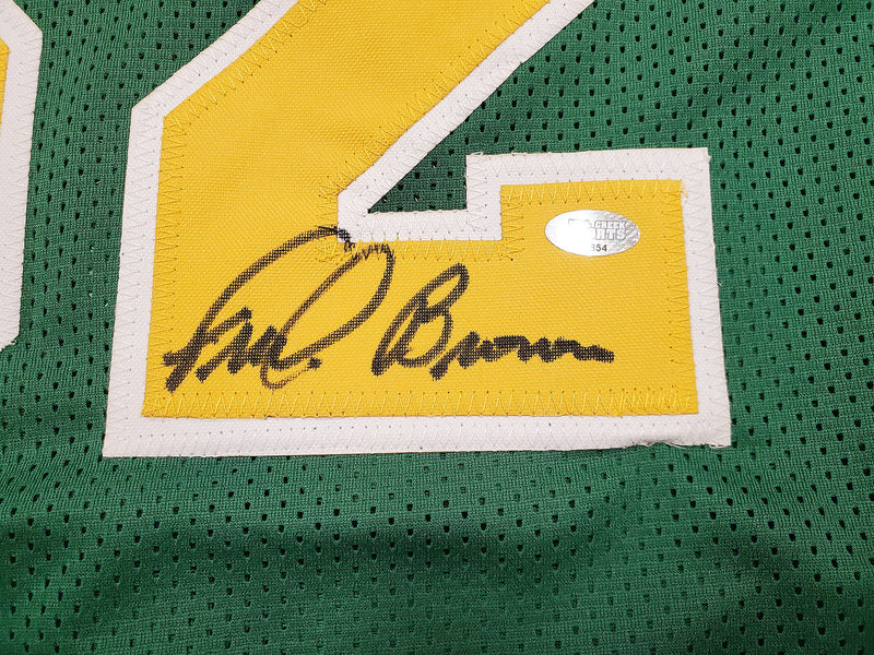 Seattle Supersonics Downtown Fred Brown Autographed Green Jersey MCS Holo Stock #200289