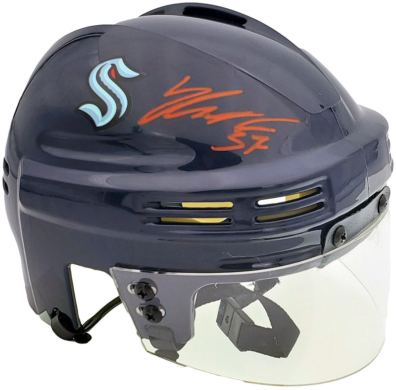 Yanni Gourde Autographed Seattle Kraken Blue Mini Helmet Fanatics Holo Stock #200295