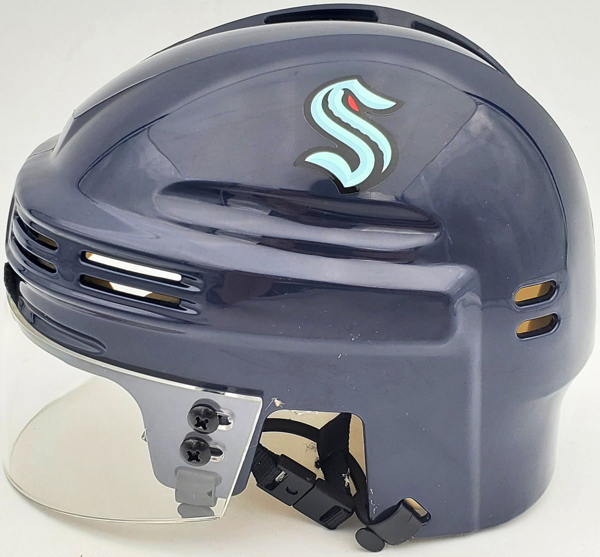 Jared McCann Autographed Seattle Kraken Blue Mini Helmet Fanatics Holo Stock #200303