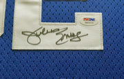 New Jersey Nets Julius "Dr. J" Erving Autographed Framed Blue Adidas Hardwood Classics Jersey PSA/DNA Stock #200422