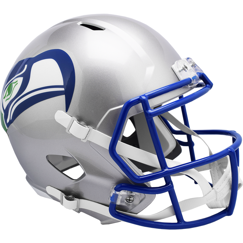 Unsigned Seattle Seahawks 1983-01 Throwback Silver Full Size Speed Replica Helmet Stock #253580