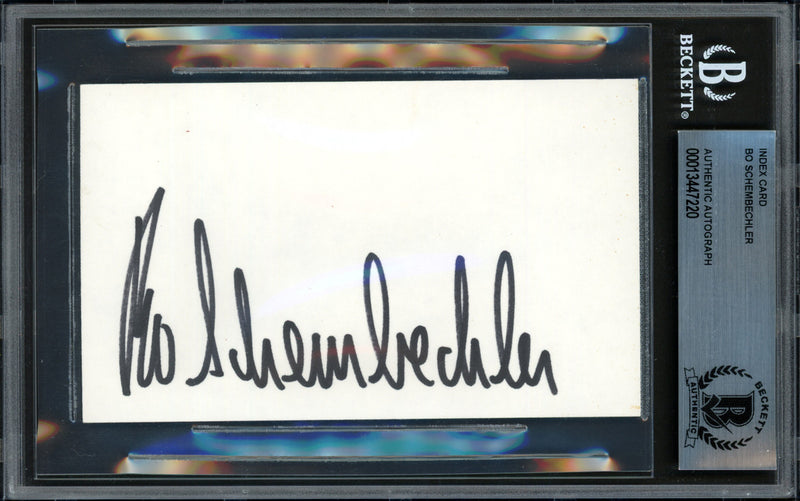 Bo Schembechler Autographed 3x5 Index Card Michigan Beckett BAS #13447220