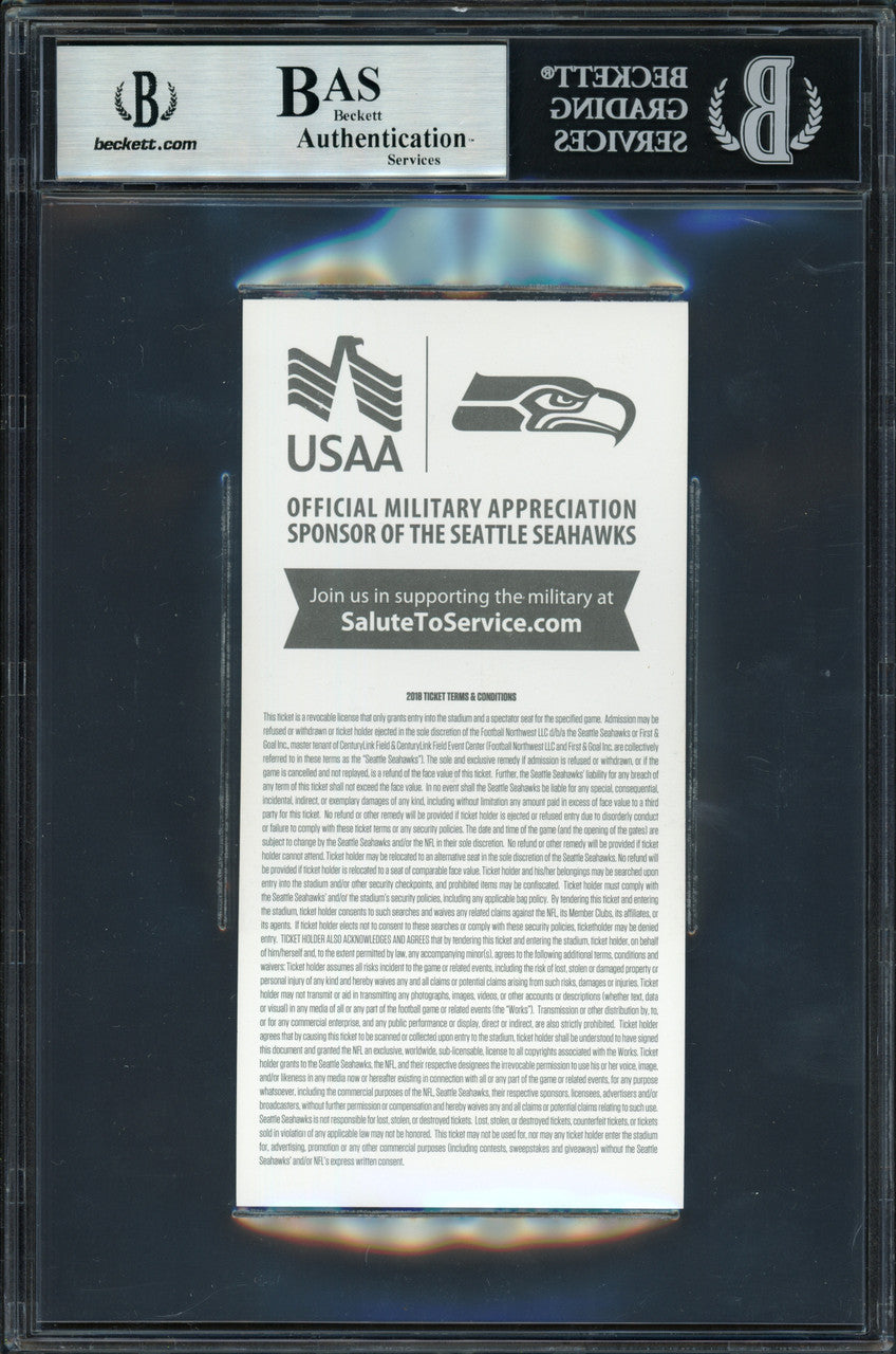 Russell Wilson Autographed 2018 3x6 Ticket Seattle Seahawks Vs. Packers 11-15-18 Beckett BAS #13447259