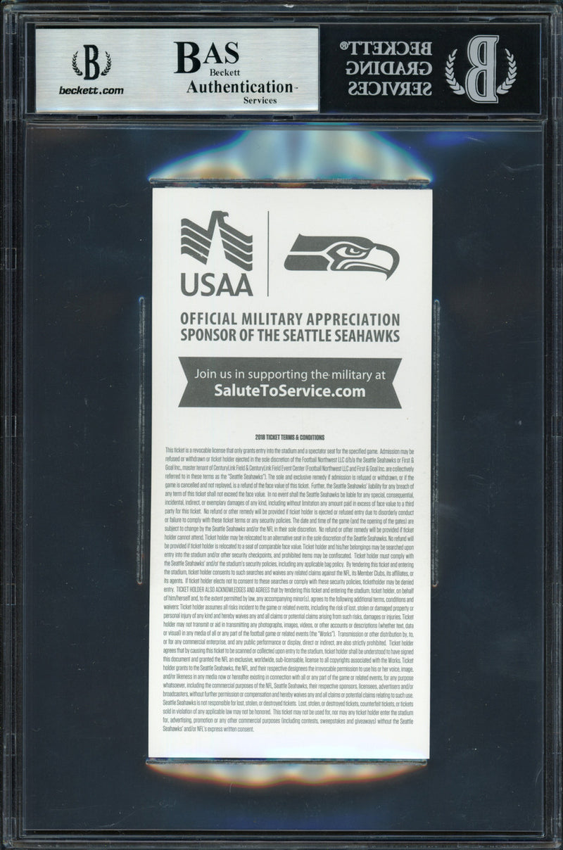 Russell Wilson Autographed 2018 3x6 Ticket Seattle Seahawks Vs. Packers 11-15-18 Beckett BAS #13447259
