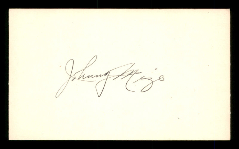 Johnny Mize Autographed 3x5 Index Card St. Louis Cardinals, New York Yankees SKU #200830
