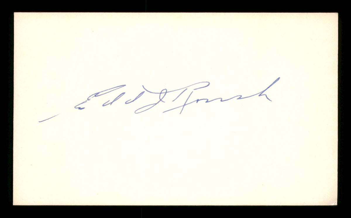 Edd Roush Autographed 3x5 Index Card Cincinnati Reds SKU #200840