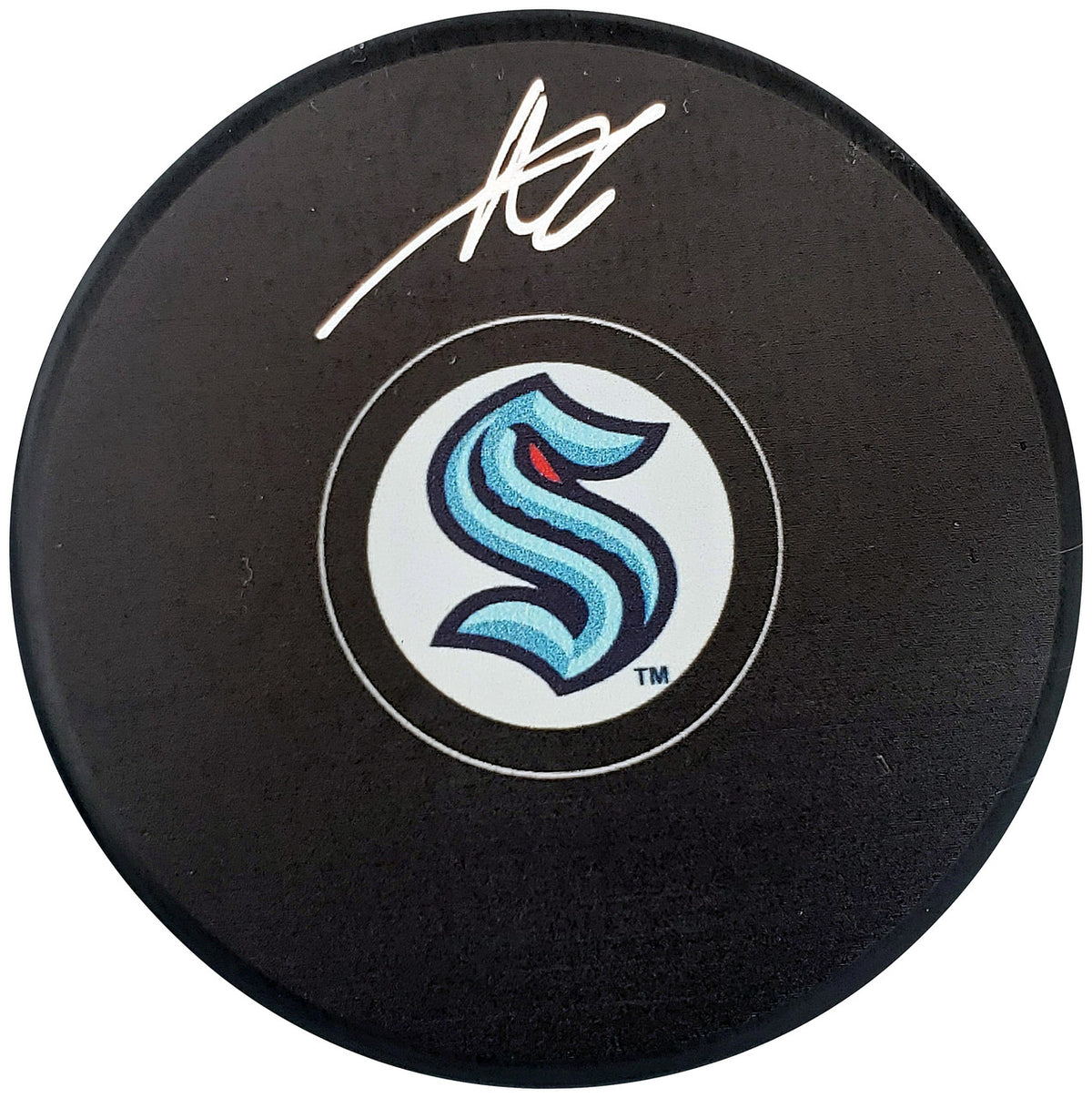 Adam Larsson Autographed Official Seattle Kraken Logo Hockey Puck Fanatics Holo Stock #200861