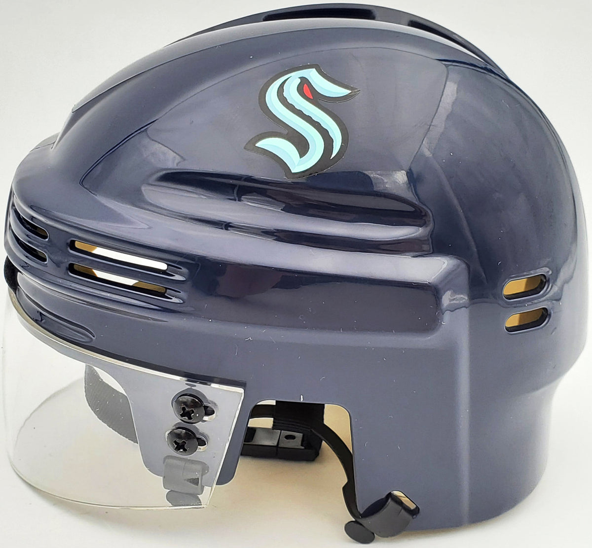 Carson Soucy Autographed Seattle Kraken Blue Mini Helmet Fanatics Holo Stock #200879