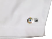 Jon Bones Jones Autographed White Boxing Trunks Beckett BAS QR Stock #200323