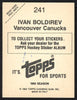 Ivan Boldirev Autographed 1982-83 Topps Sticker Card #241 Vancouver Canucks SKU #154074