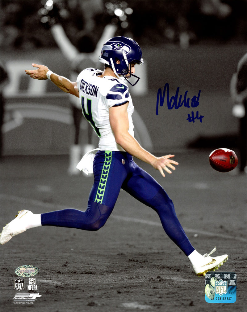 Michael Dickson Autographed 8x10 Photo Seattle Seahawks Spotlight In Blue MCS Holo Stock #138029
