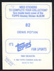 Denis Potvin Autographed 1983-84 Topps Sticker Card #82 New York Islanders SKU #154083