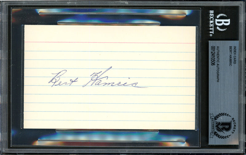 Bert Hamric Autographed 3x5 Index Card Brooklyn Dodgers Beckett BAS #12410506