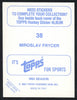 Miroslav Frycer Autographed 1983-84 Topps Sticker Card #38 Toronto Maple Leafs SKU #154096
