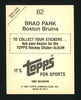 Brad Park Autographed 1982-83 Topps Sticker Card #82 Boston Bruins SKU #154114