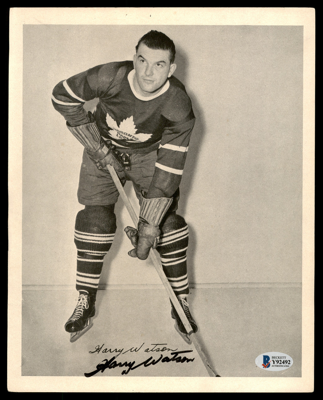 Harry Watson Autographed 1945-54 Quaker Oats 8x10 Photo Toronto Maple Leafs Beckett BAS #Y92492