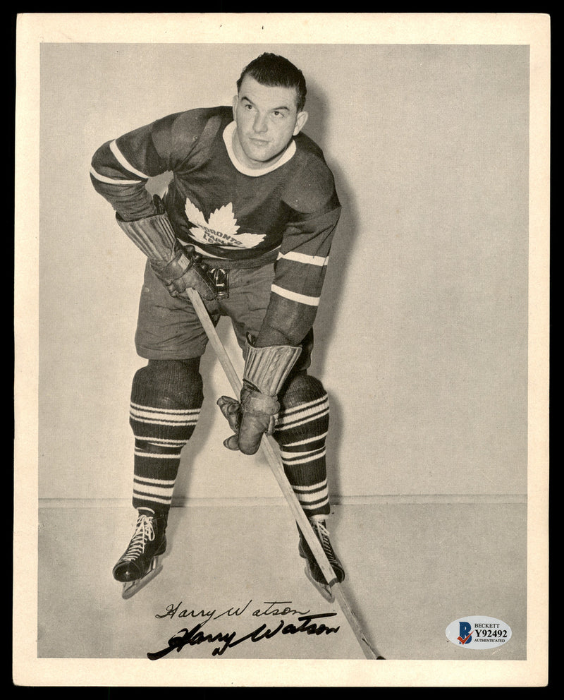 Harry Watson Autographed 1945-54 Quaker Oats 8x10 Photo Toronto Maple Leafs Beckett BAS #Y92492