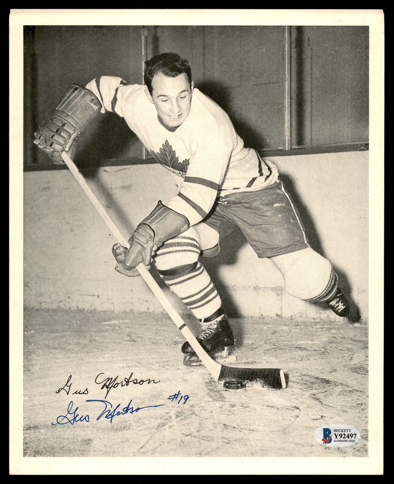 Gus Mortson Autographed 1945-54 Quaker Oats 8x10 Photo Toronto Maple Leafs Beckett BAS #Y92497