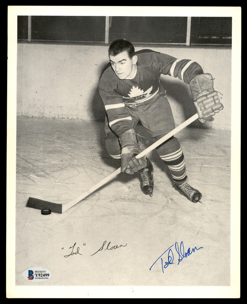 Tod Sloan Autographed 1945-54 Quaker Oats 8x10 Photo Toronto Maple Leafs Beckett BAS #Y92499