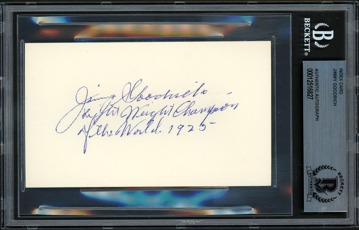 Jimmy Goodrich Autographed 3x5 Index Card 1925 Lightweight Champion Beckett BAS #12516827