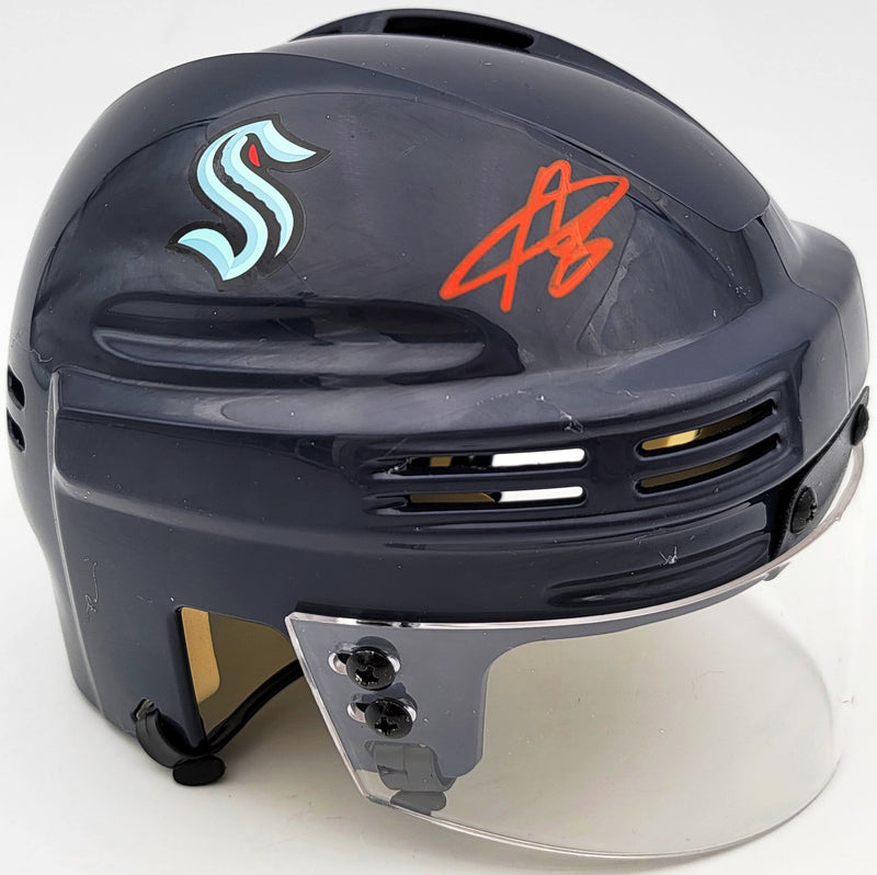 Adam Larsson Autographed Seattle Kraken Blue Mini Helmet MCS Holo #97383