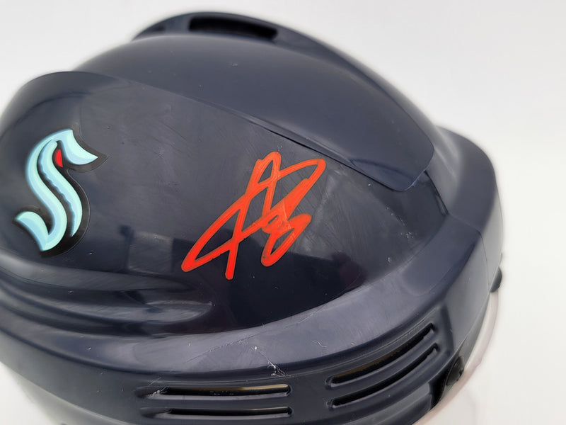 Adam Larsson Autographed Seattle Kraken Blue Mini Helmet MCS Holo #97383
